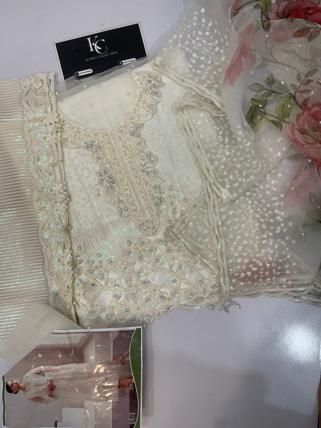 BAROQUE LUXURY ORGANZA 3PIECE  UNSTITCHED DREES