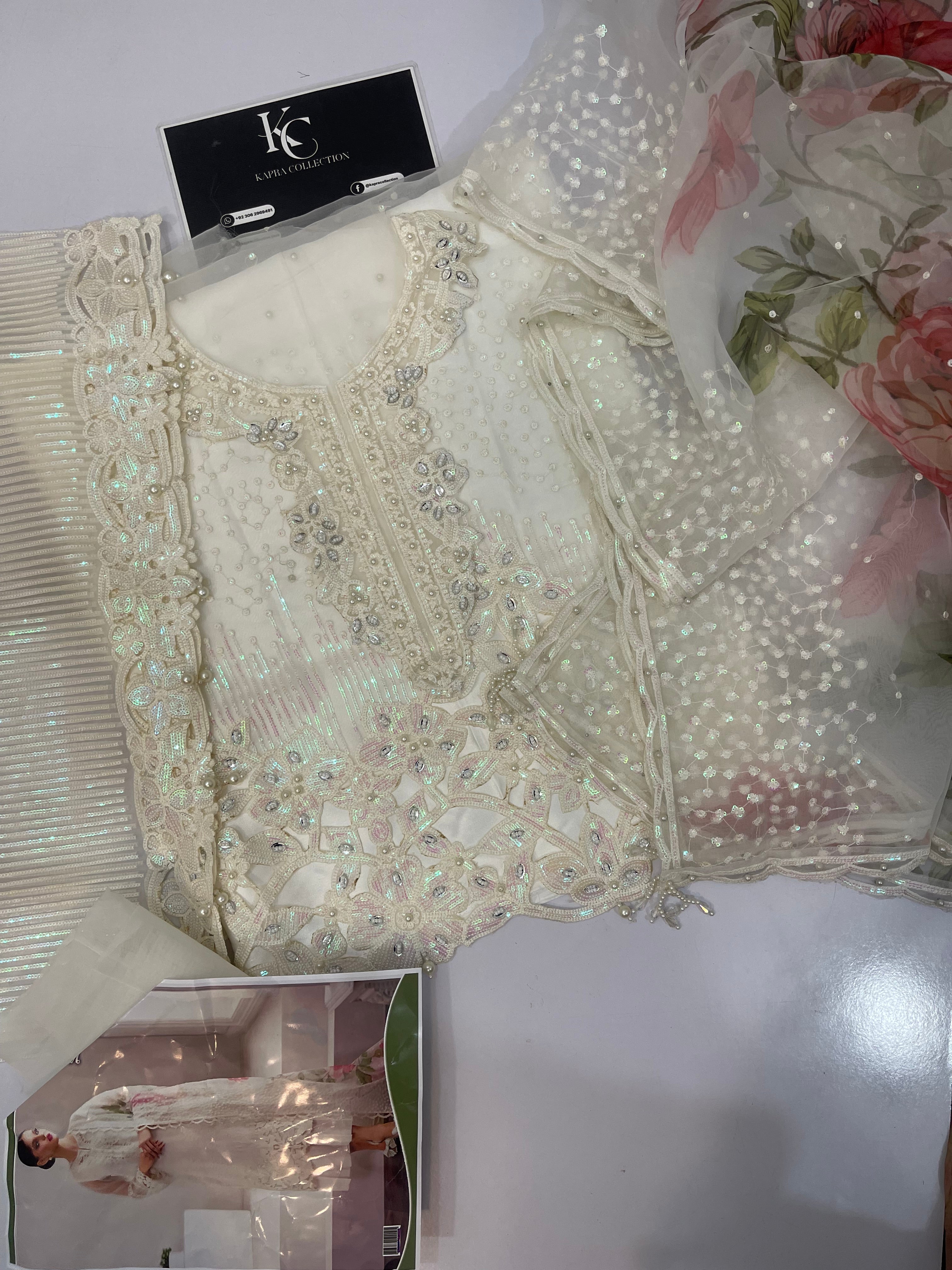 BAROQUE LUXURY ORGANZA 3PIECE  UNSTITCHED DREES