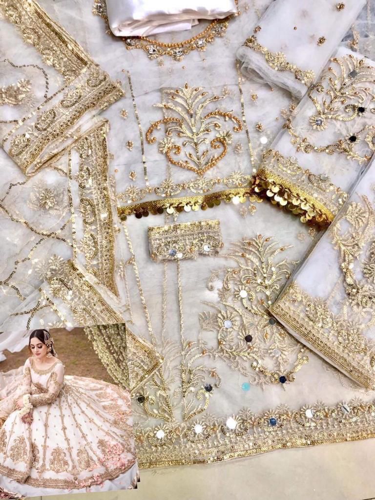 Hira Mani Embroidered Net unstitched