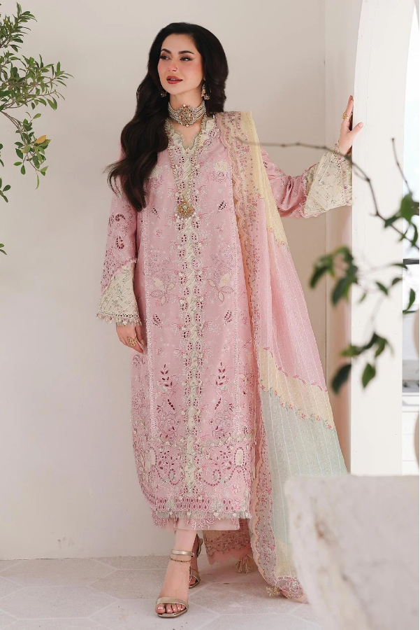 03-Piece Embroidered Lawn Suit With Jacquard Dupatta | Unstitched