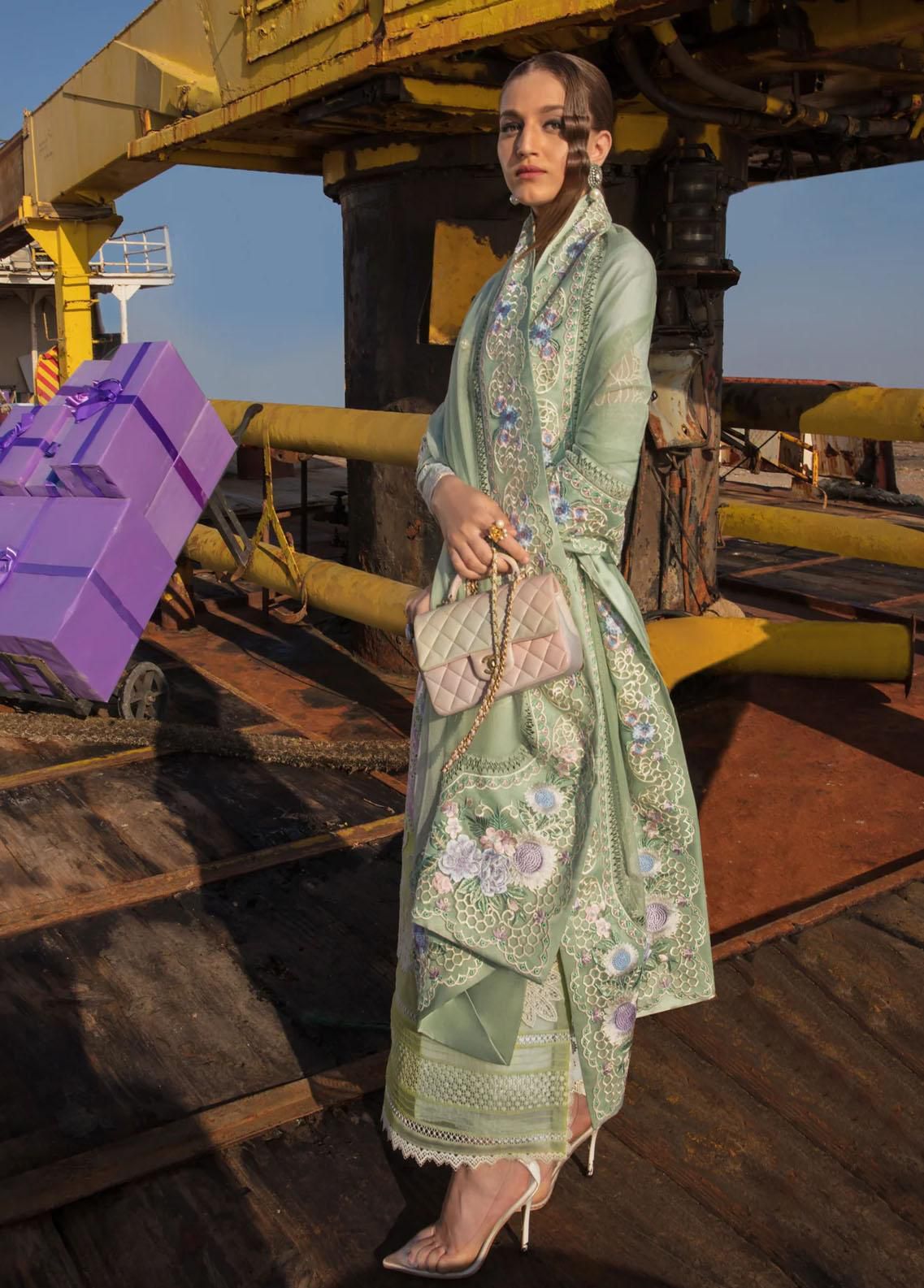 Luxury embroidered lawn suit