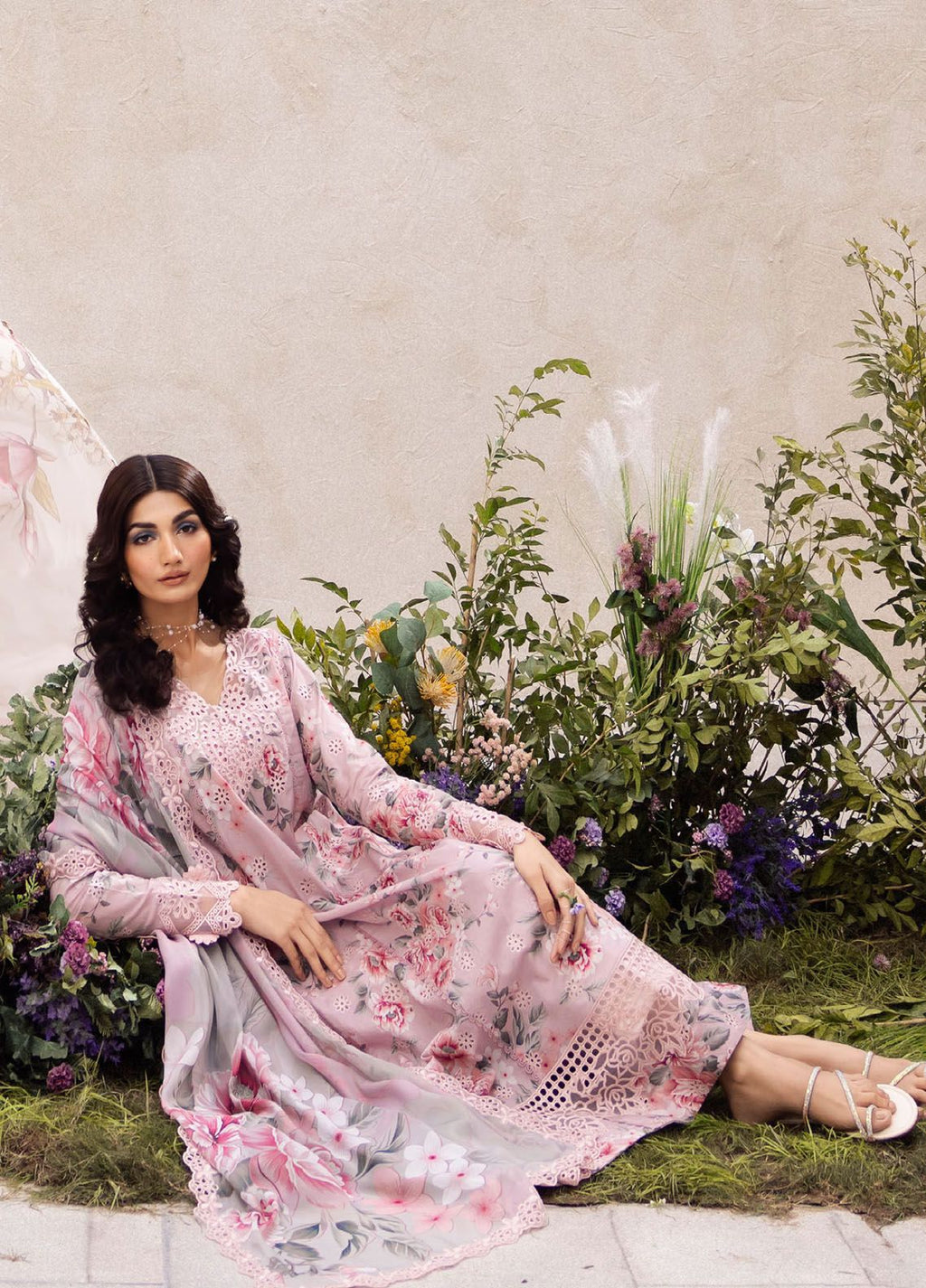 Iznik digital printed with chikankari lawn unstitched suit - Kapra Collection