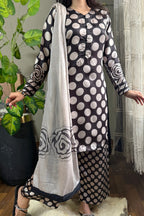 03-Piece Digital Printed Shamoze Silk Suit - Kapra Collection