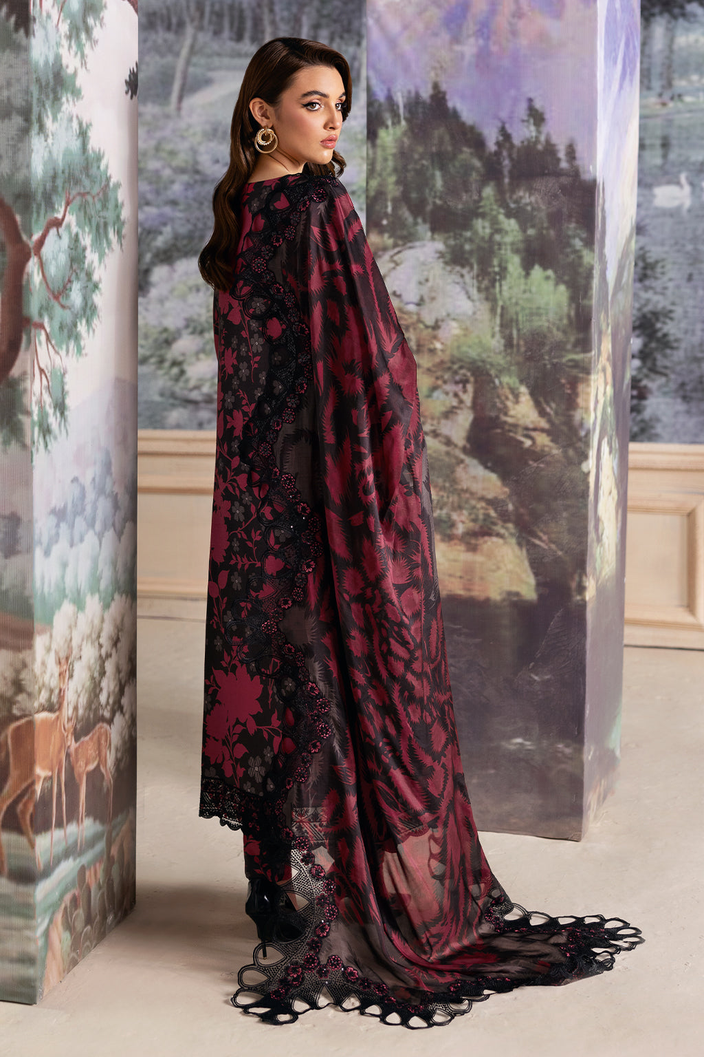 Ramsha Black Lawn 3piece Dress - Kapra Collection