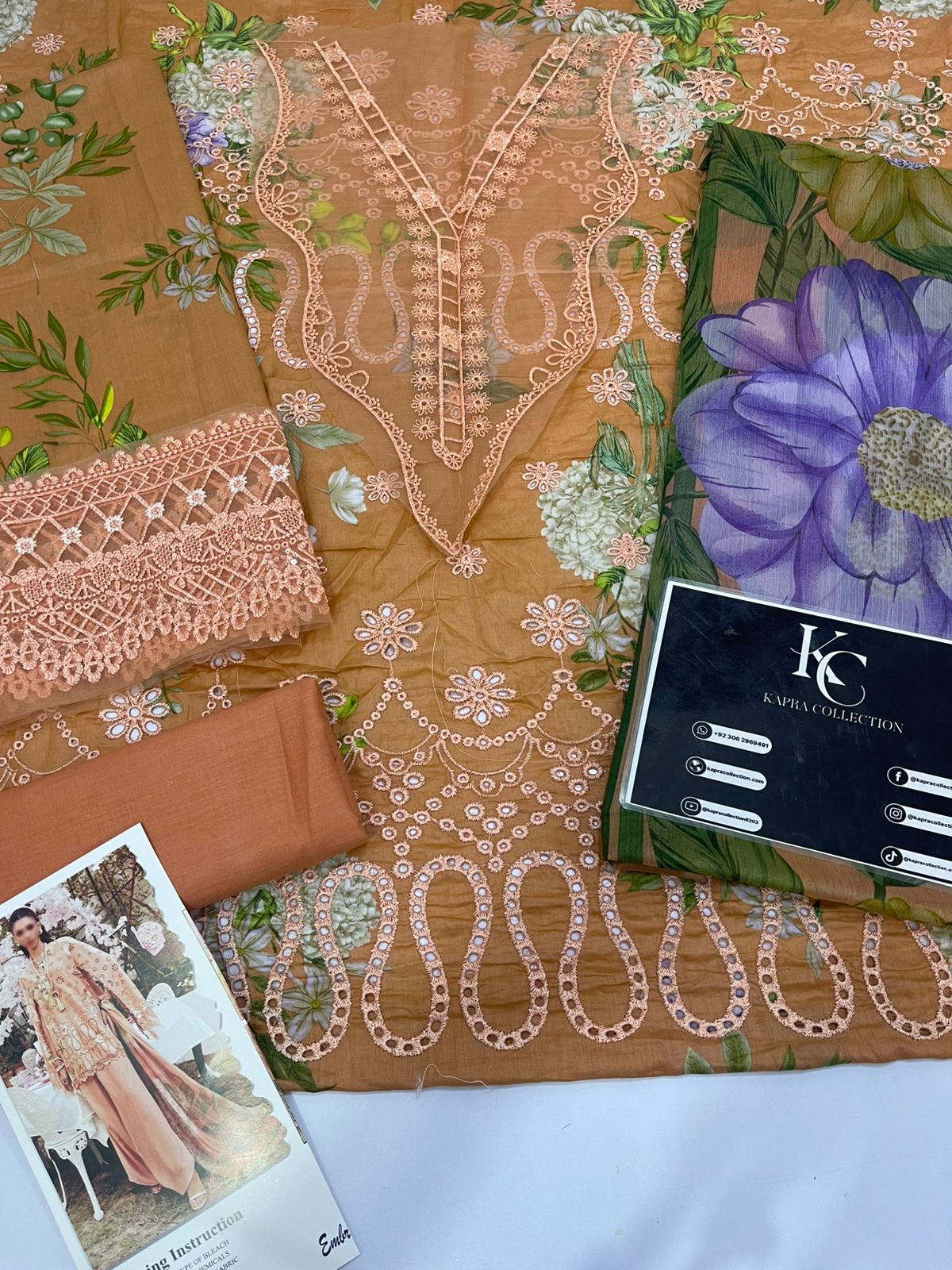 3 Piece Unstitched Lawn Embroidered  Suit