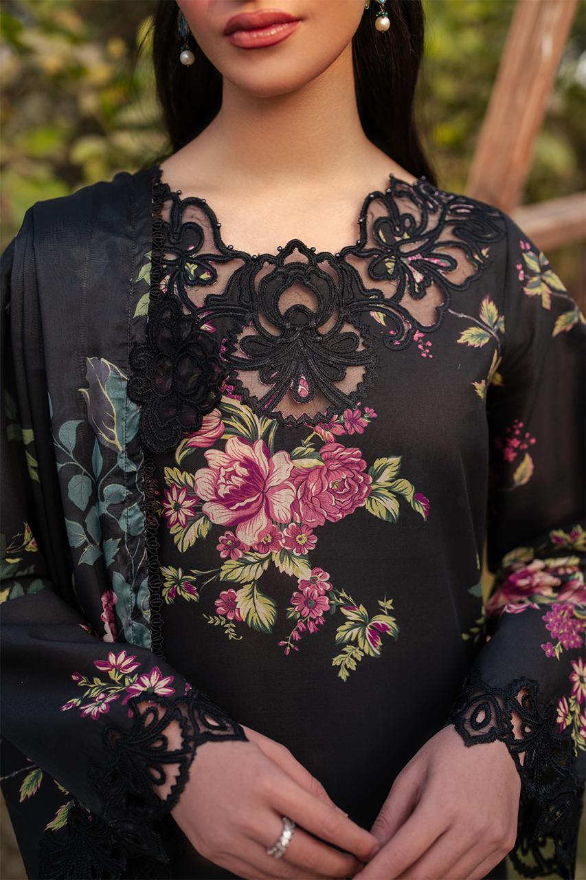 Iznik black all-over floral print dress
