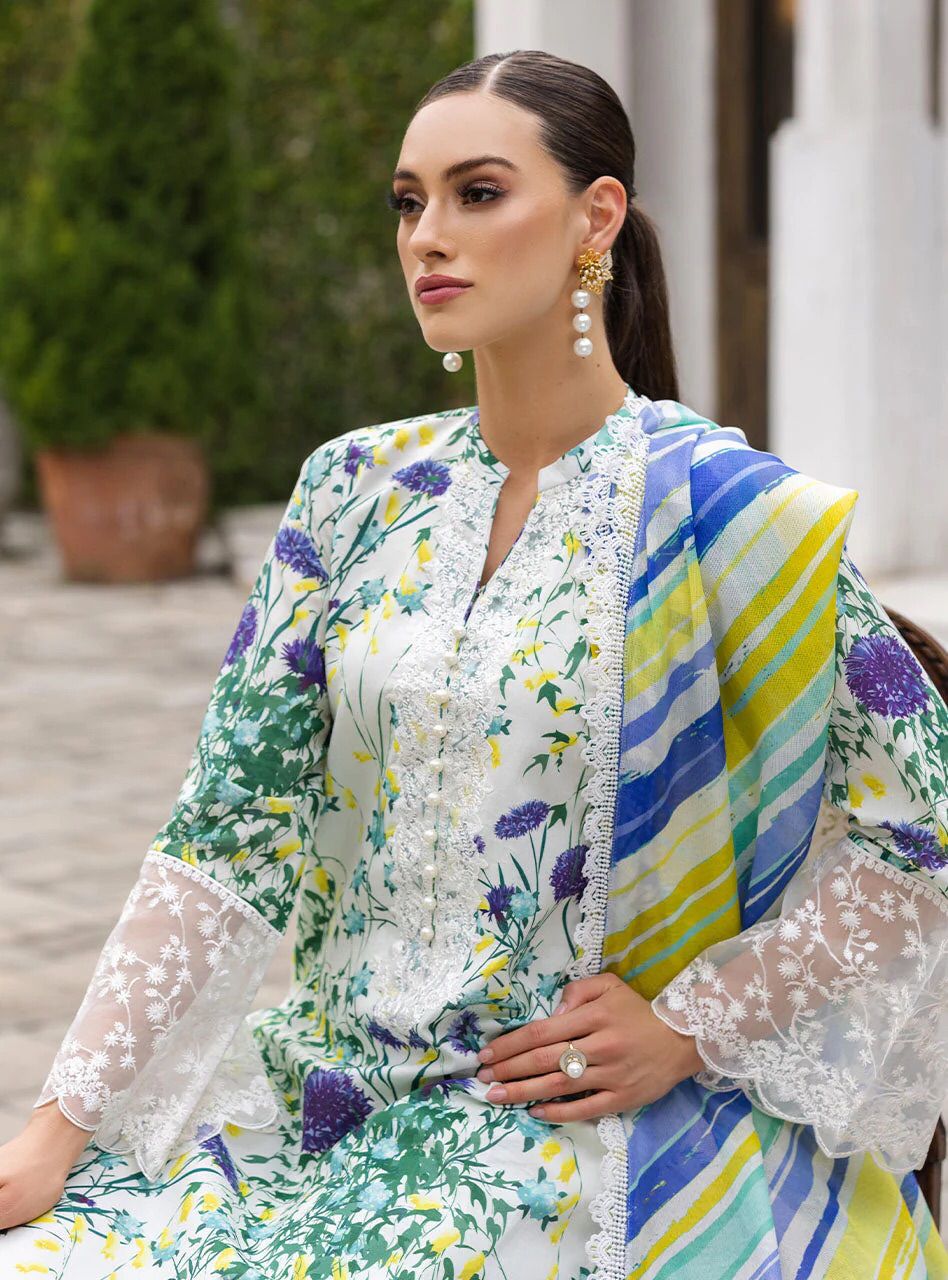 Lawn summer collection 3 piece unstitched digital printed suit - Kapra Collection