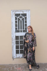 Baroque 3 piece Unstitched Digital Printed Black Dress