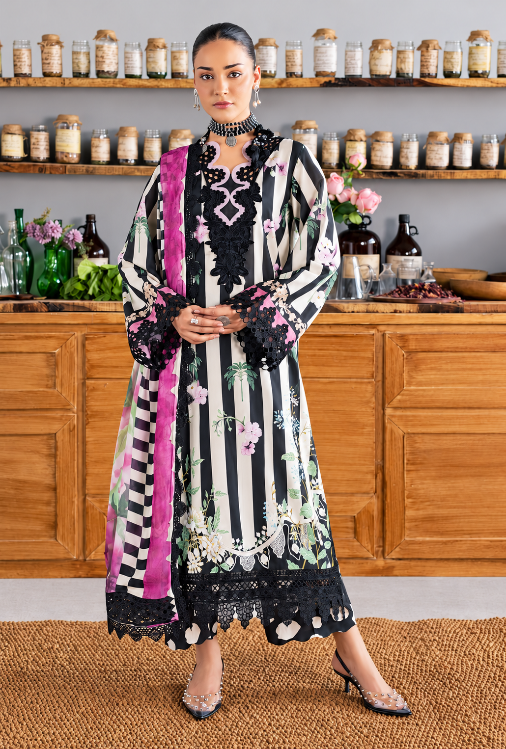 Ruhana – Noir Plum Embroidered Lawn Suit