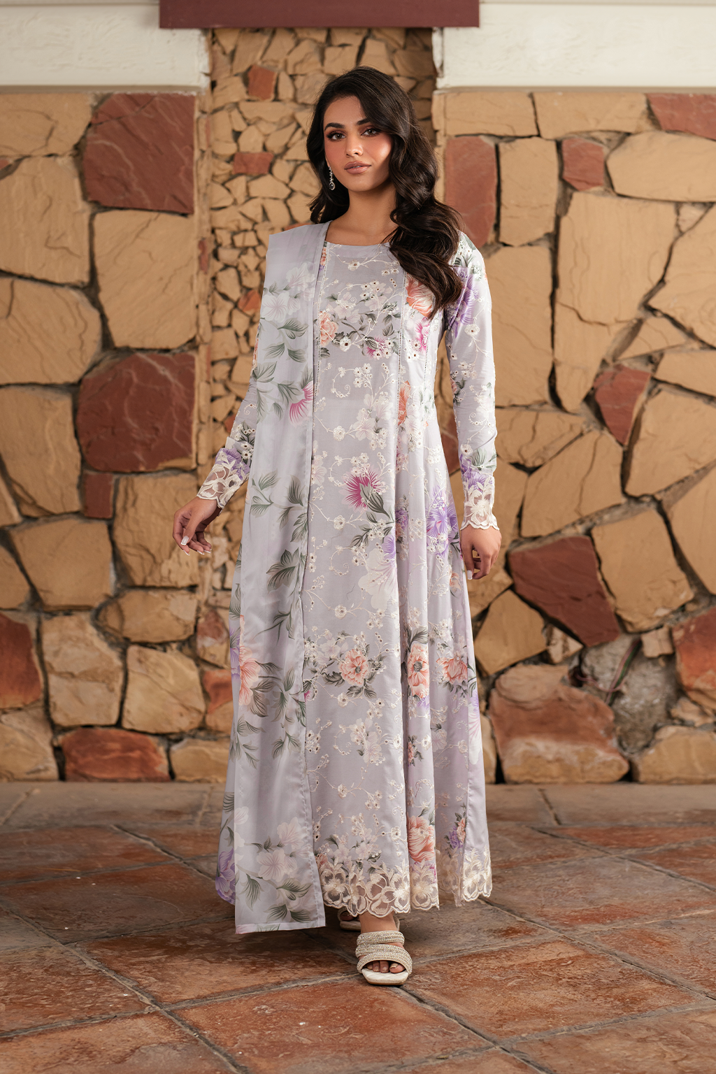 Iznik 3piece Grey Unstitched Dress