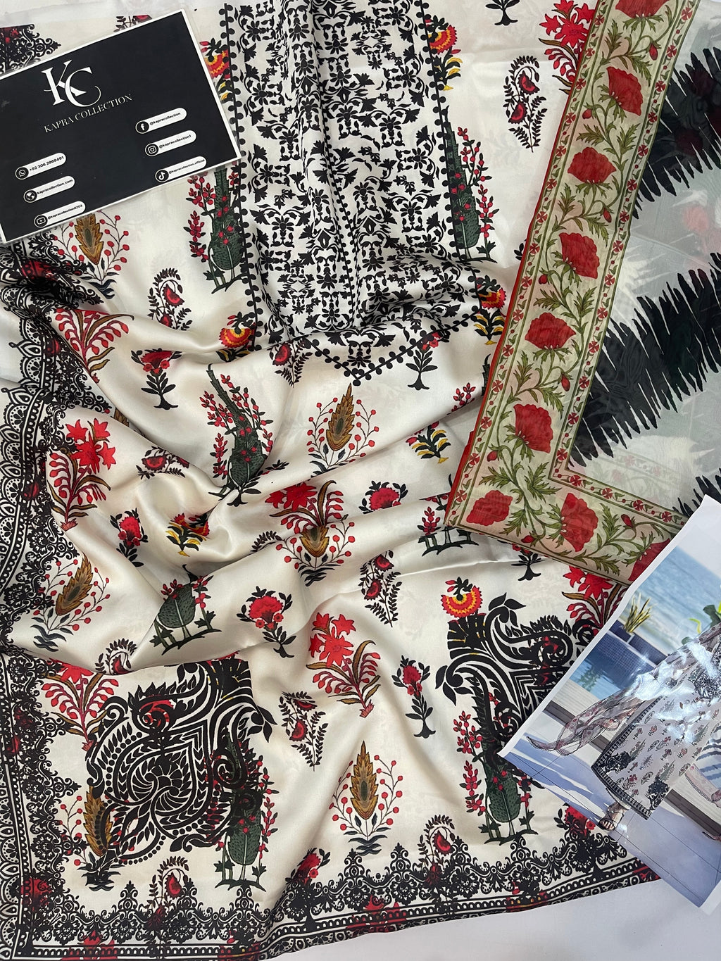 Shamoze Silk Unstitched 3piece Dress