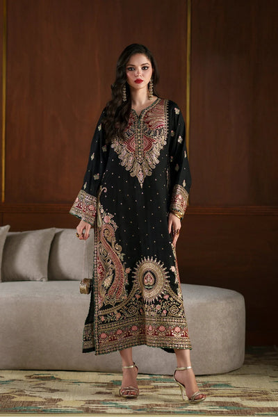 Ameera – Ethnic Inspired Black Silk Kaftan Suit