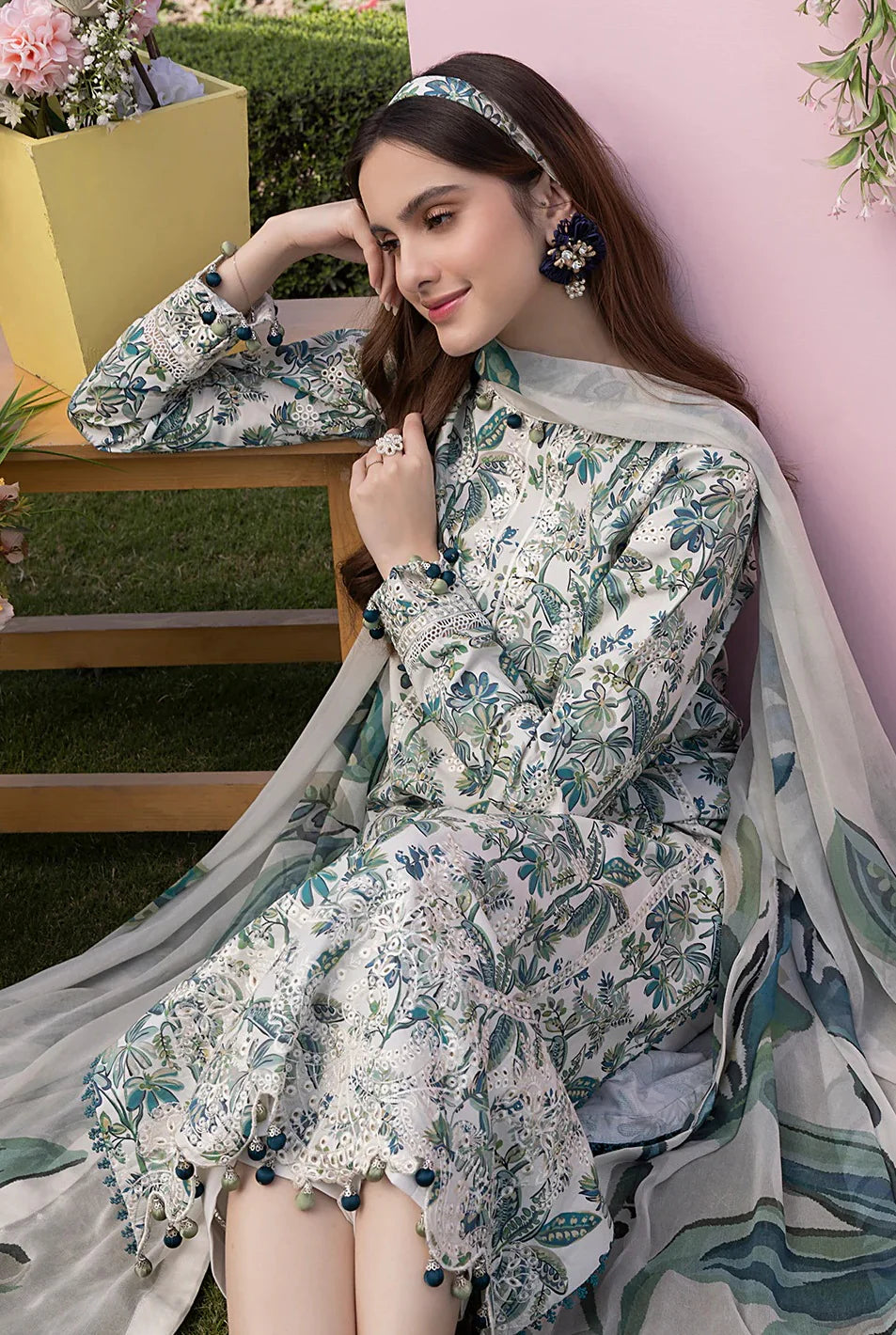 03-Piece Printed Lawn suit - Unstitched - Kapra Collection
