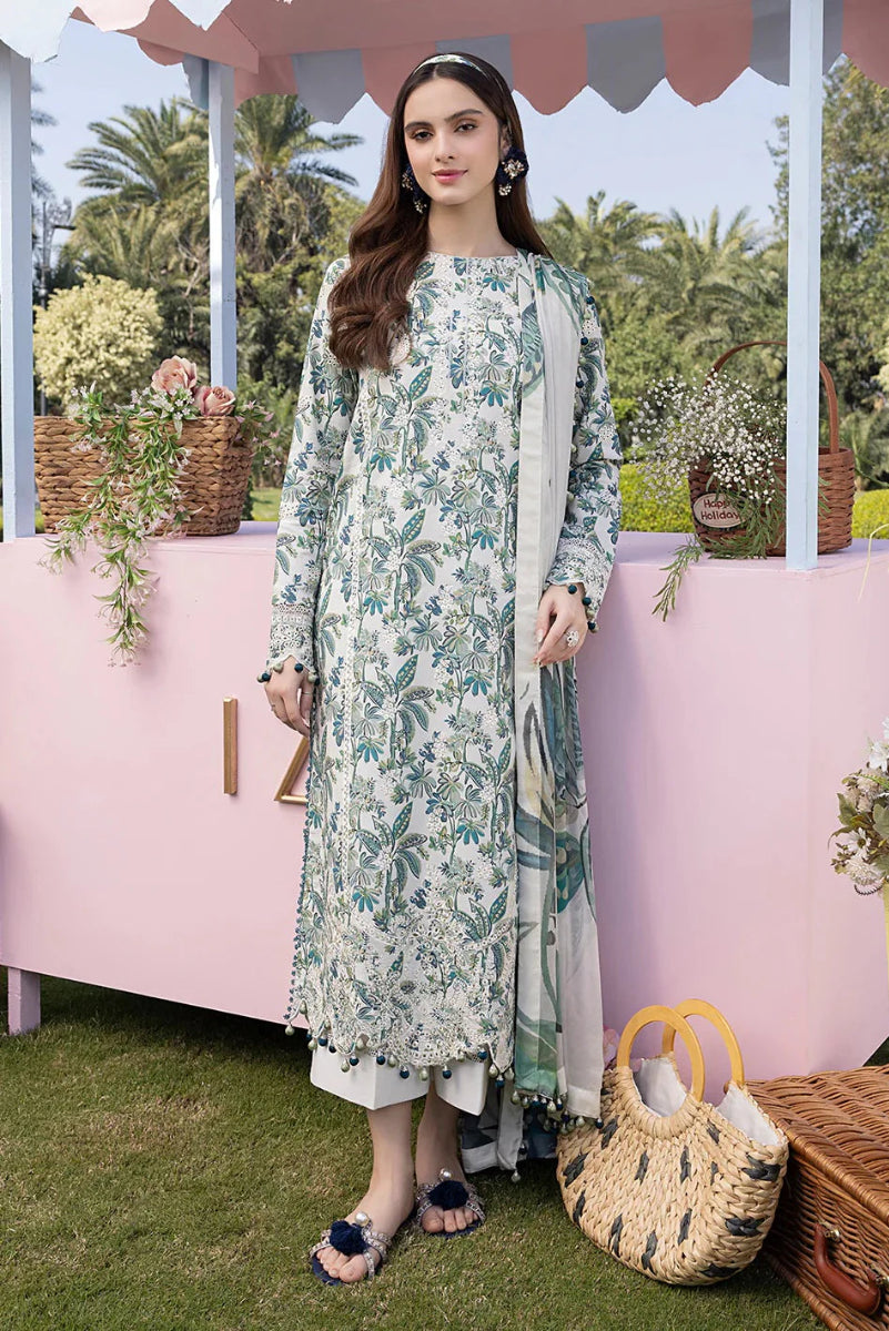 03-Piece Printed Lawn suit - Unstitched - Kapra Collection