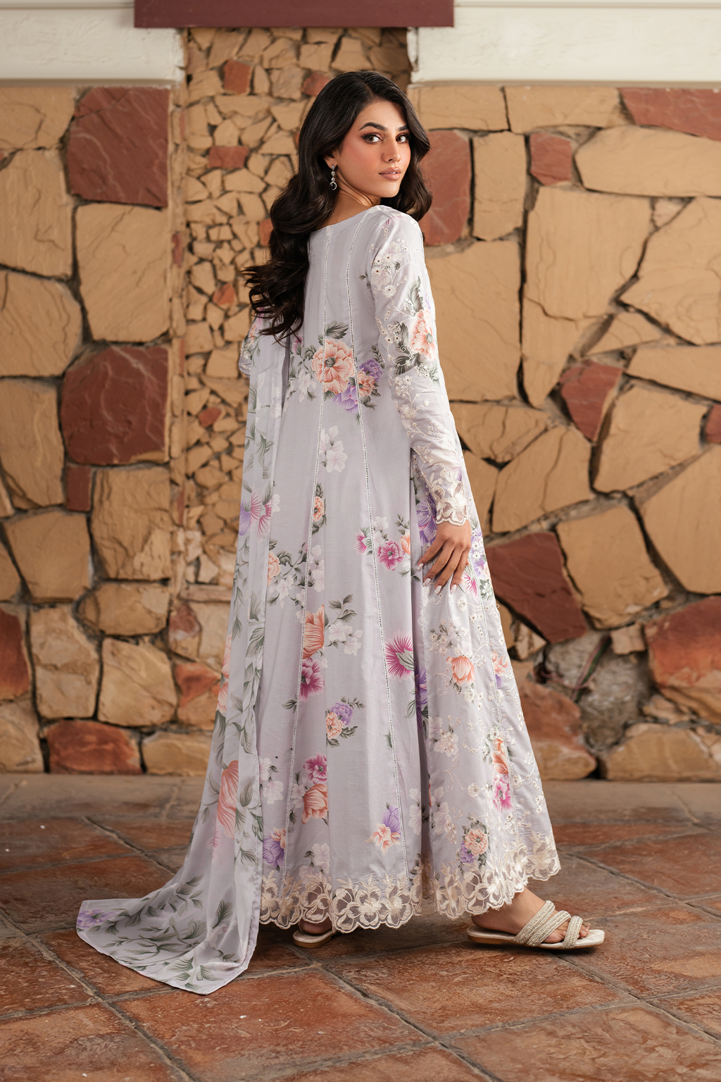 Iznik 3piece Grey Unstitched Dress