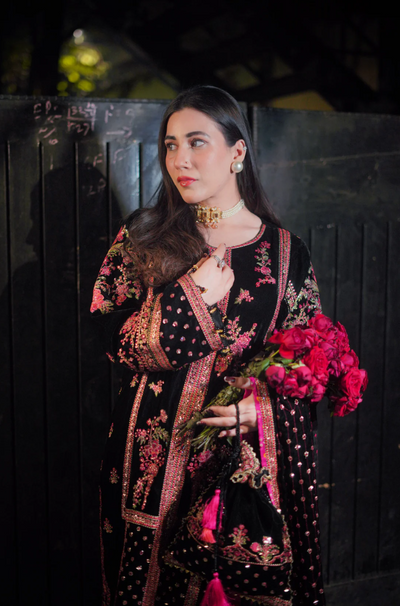 Aneelas - 3PC Velvet Embroidered Suit - Kapra Collection
