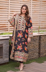 Aneela's Black Silk 3 Piece Dress