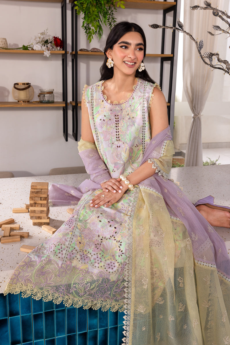 3 piece lawn Unstitched khaddi net