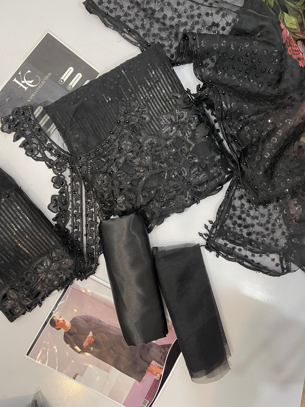 Baroque Organza Black 3piece Dress