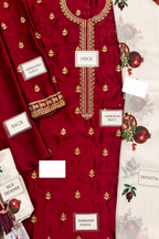 Rameesha – Murk Inspired Crimson Shamoze Silk Suit