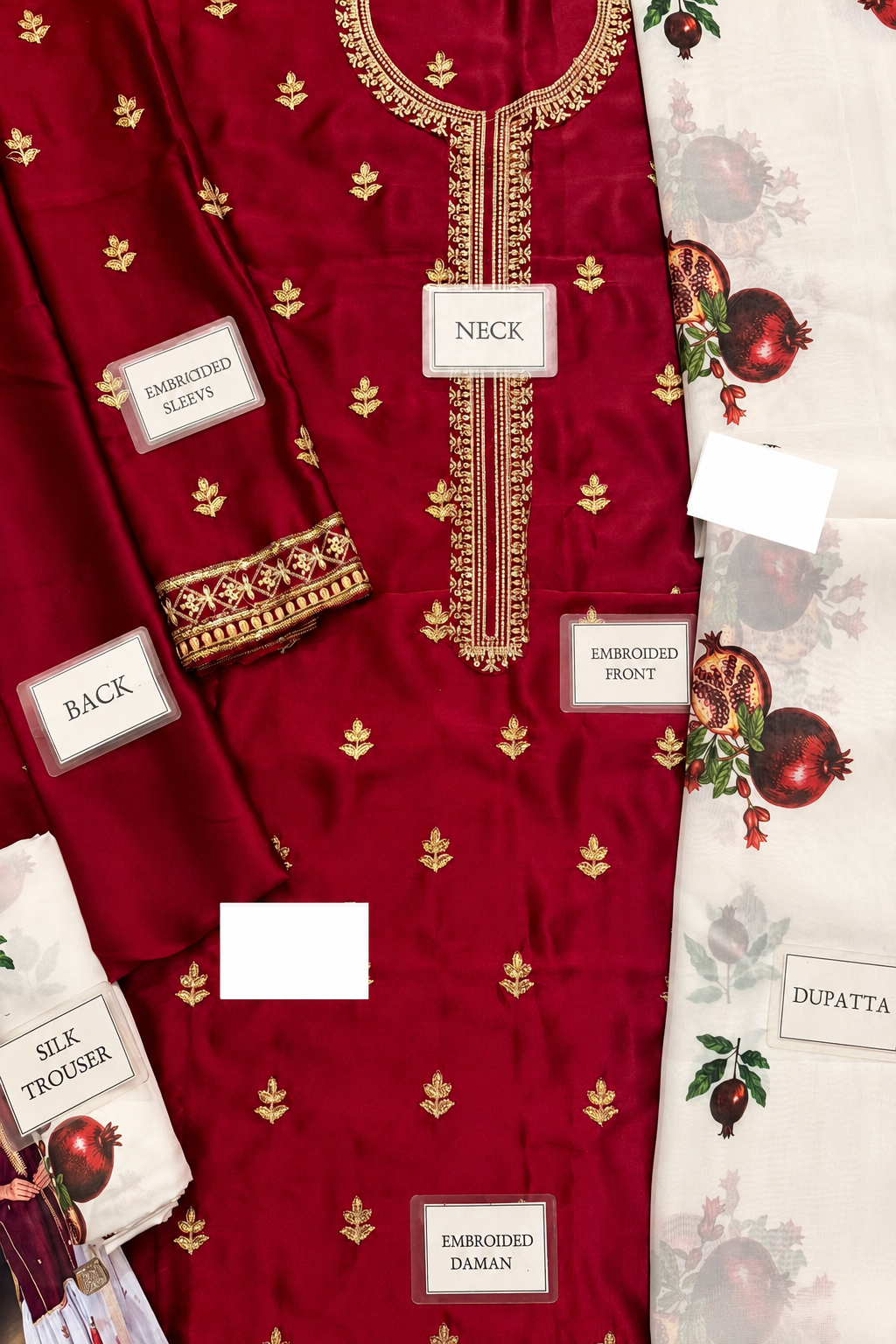 Rameesha – Murk Inspired Crimson Shamoze Silk Suit