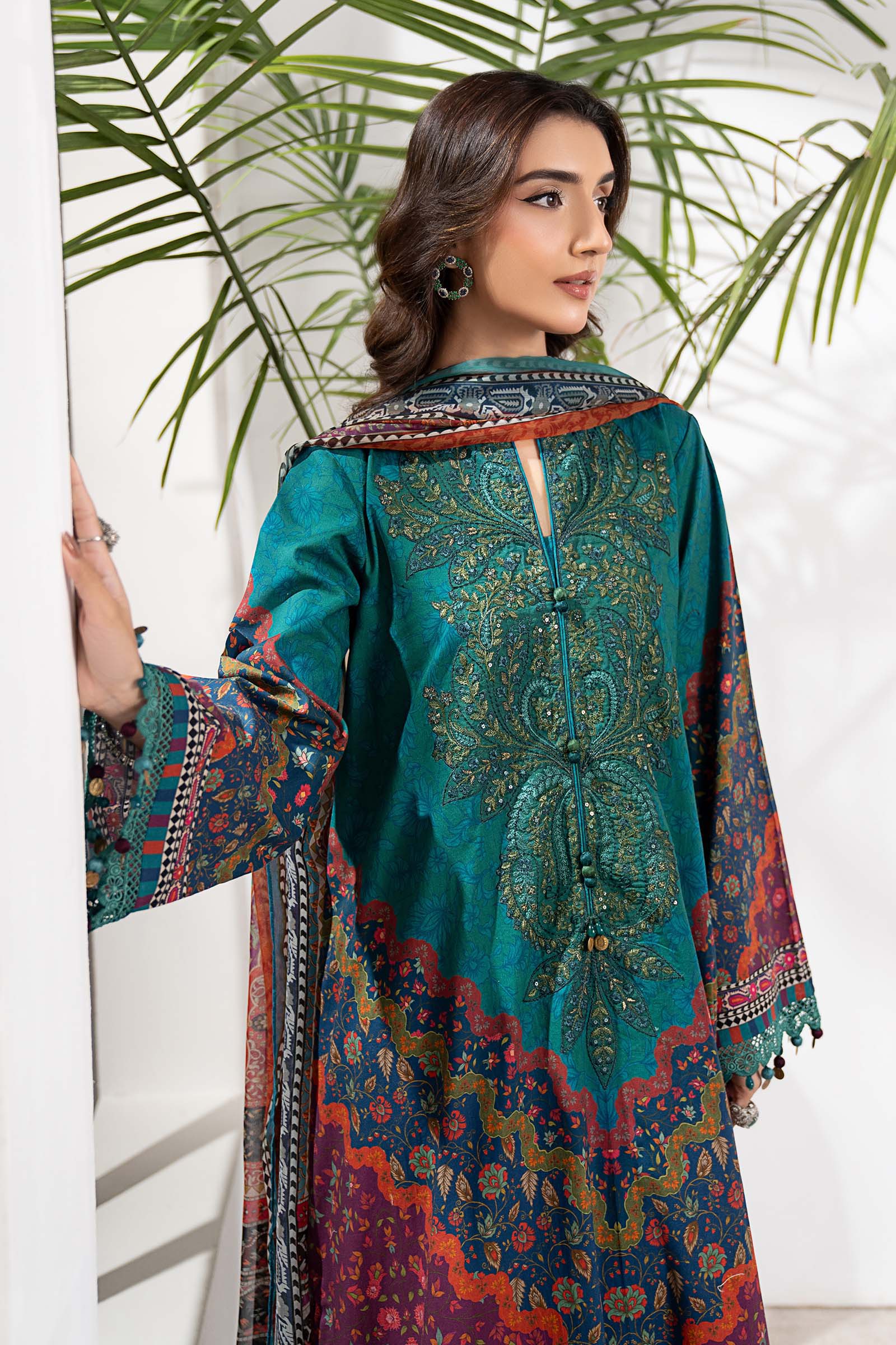 Digital Printed Lawn Embroiderd 3-Piece Suit - Kapra Collection