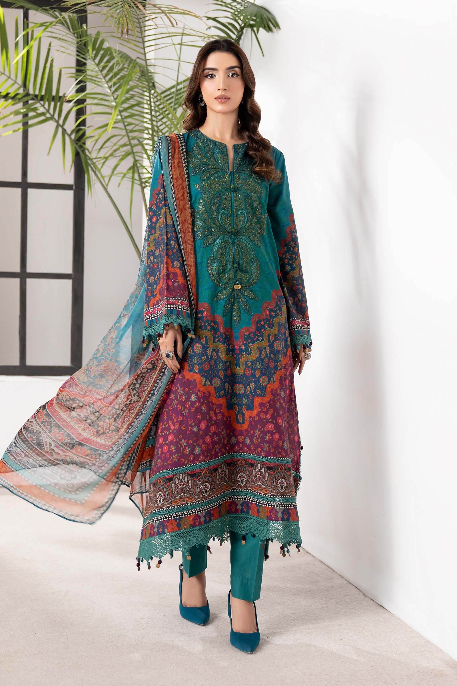 Digital Printed Lawn Embroiderd 3-Piece Suit - Kapra Collection