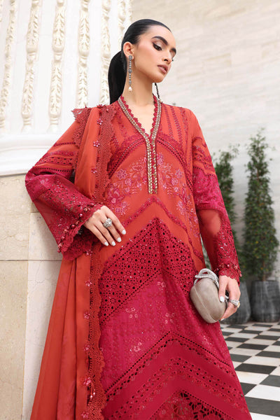 03-Piece Embroidered Lawn Suit With Silk Dupatta | Unstitched
