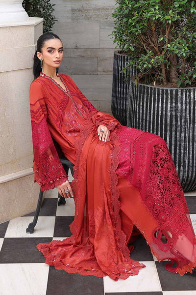 03-Piece Embroidered Lawn Suit With Silk Dupatta | Unstitched