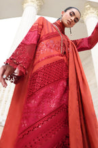 03-Piece Embroidered Lawn Suit With Silk Dupatta | Unstitched