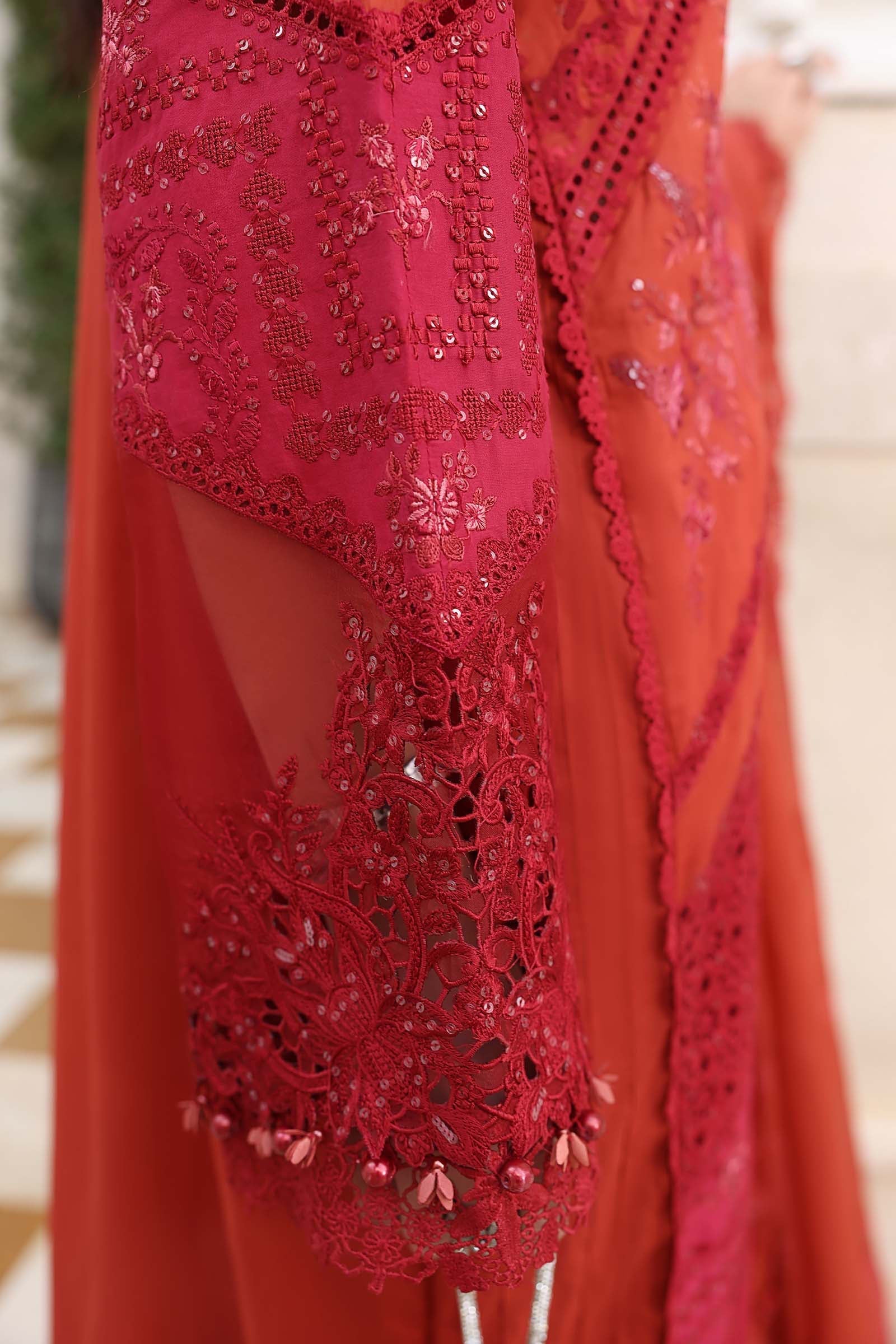 03-Piece Embroidered Lawn Suit With Silk Dupatta | Unstitched