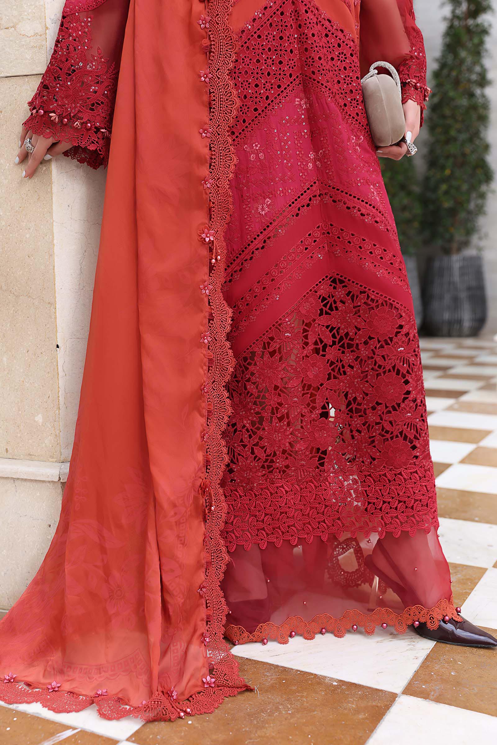 03-Piece Embroidered Lawn Suit With Silk Dupatta | Unstitched