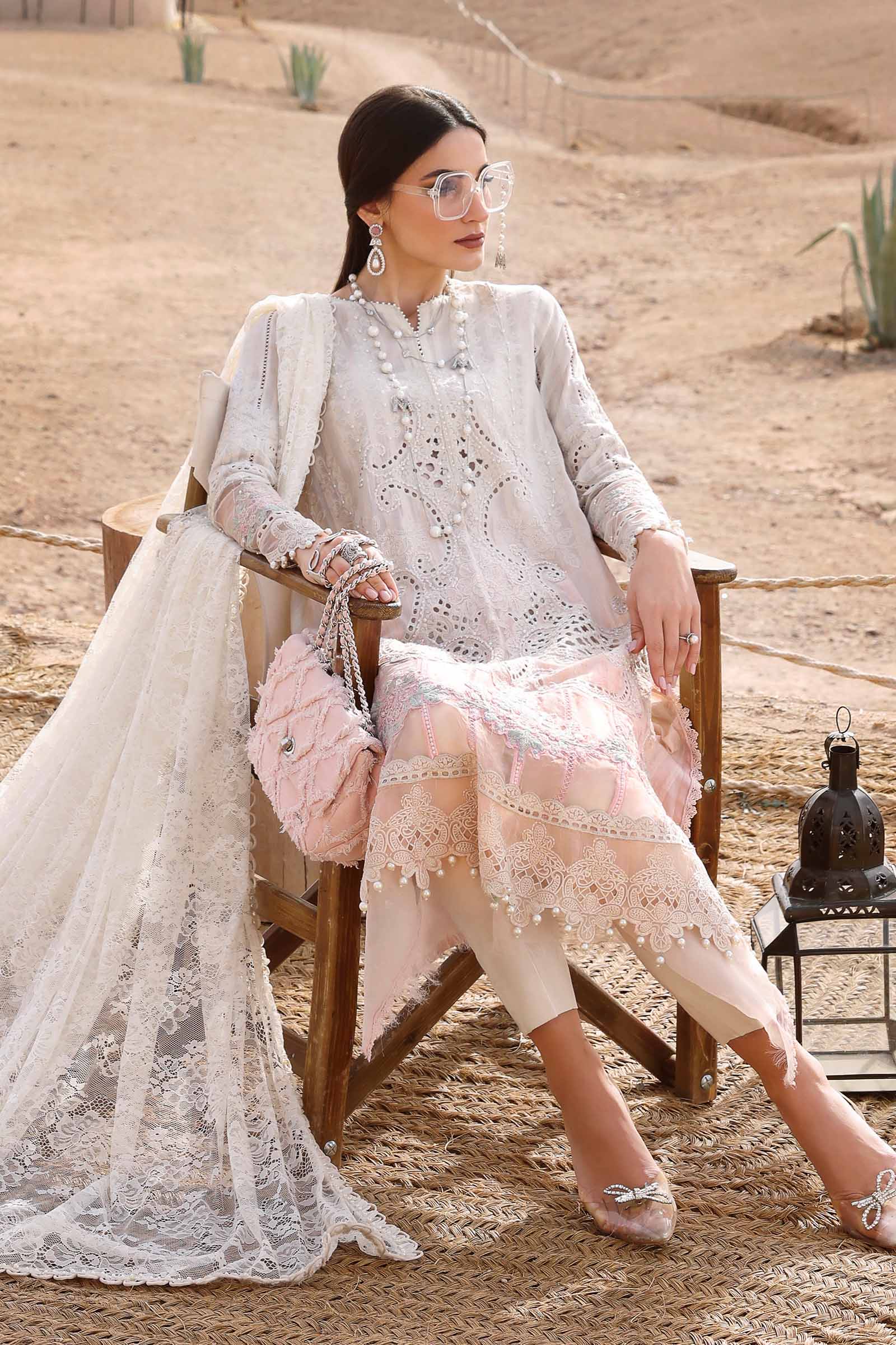 03-Piece Embroidered Lawn Suit With Net Dupatta | Unstitched