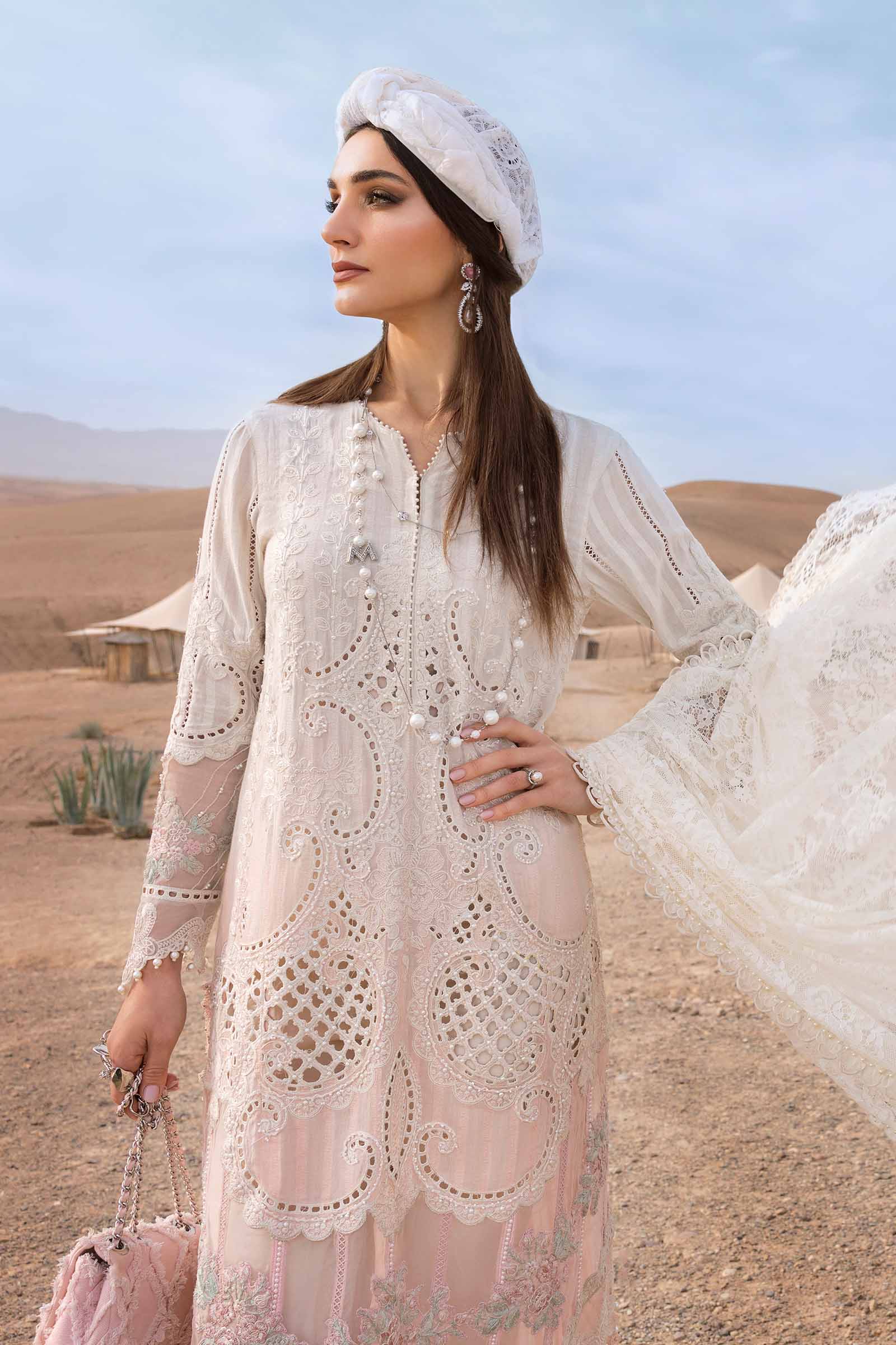 03-Piece Embroidered Lawn Suit With Net Dupatta | Unstitched