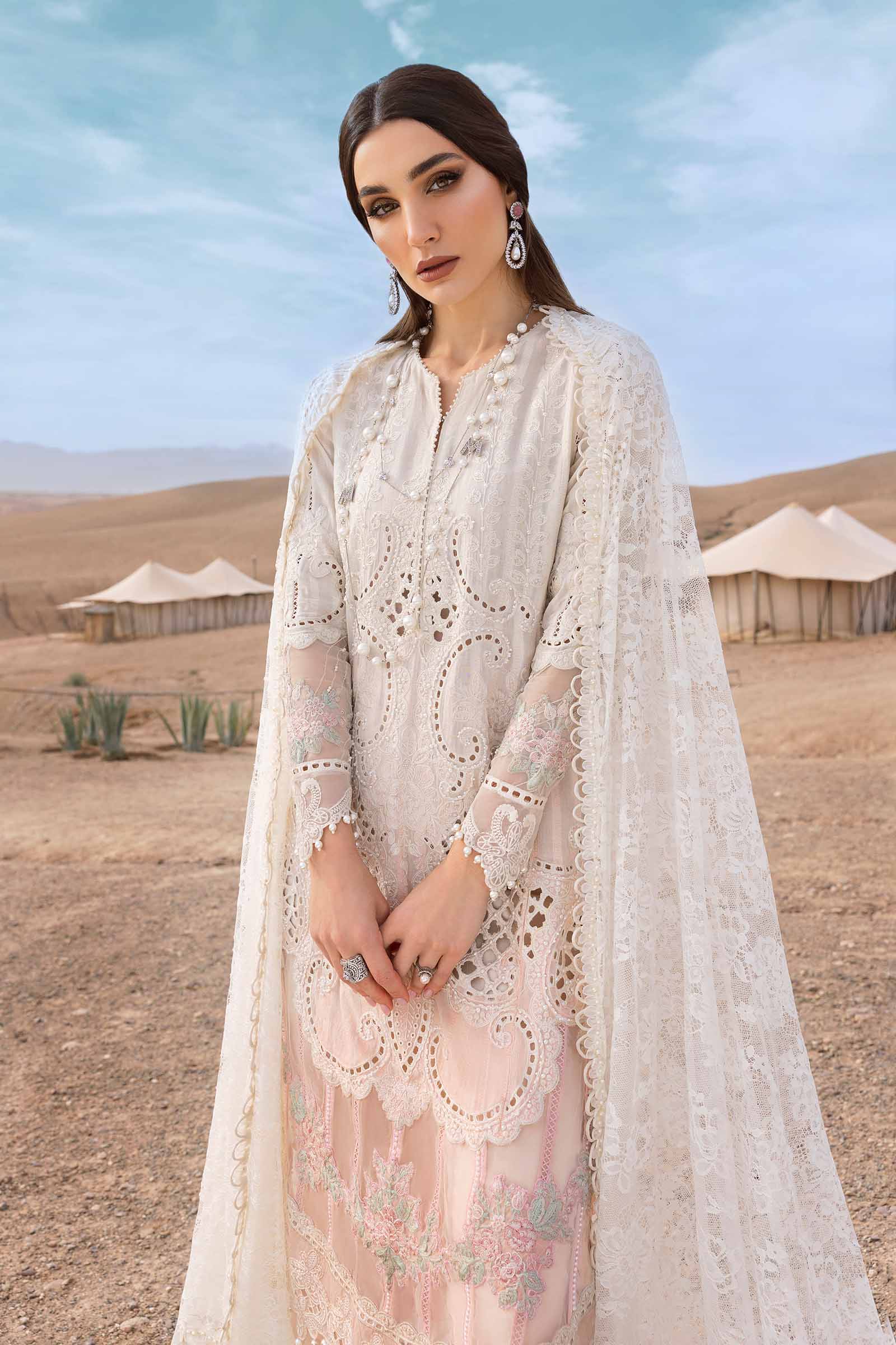 03-Piece Embroidered Lawn Suit With Net Dupatta | Unstitched