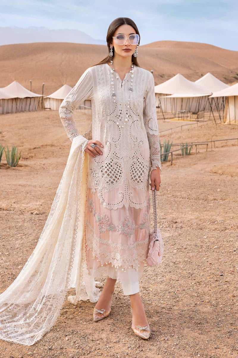 03-Piece Embroidered Lawn Suit With Net Dupatta | Unstitched