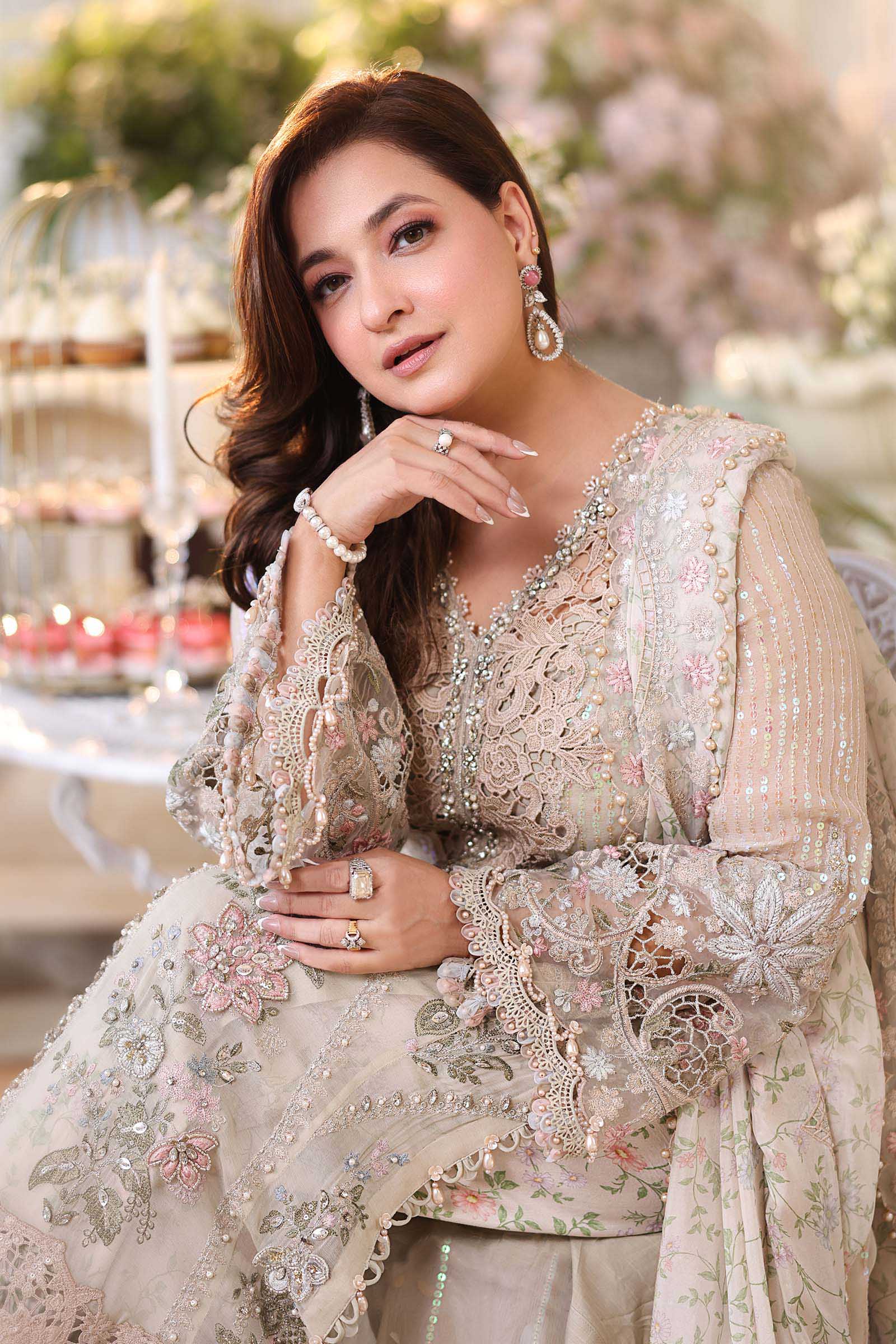 Luxury 3 Piece Unstitched Embroidered Hand Embellished Chiffon Suit