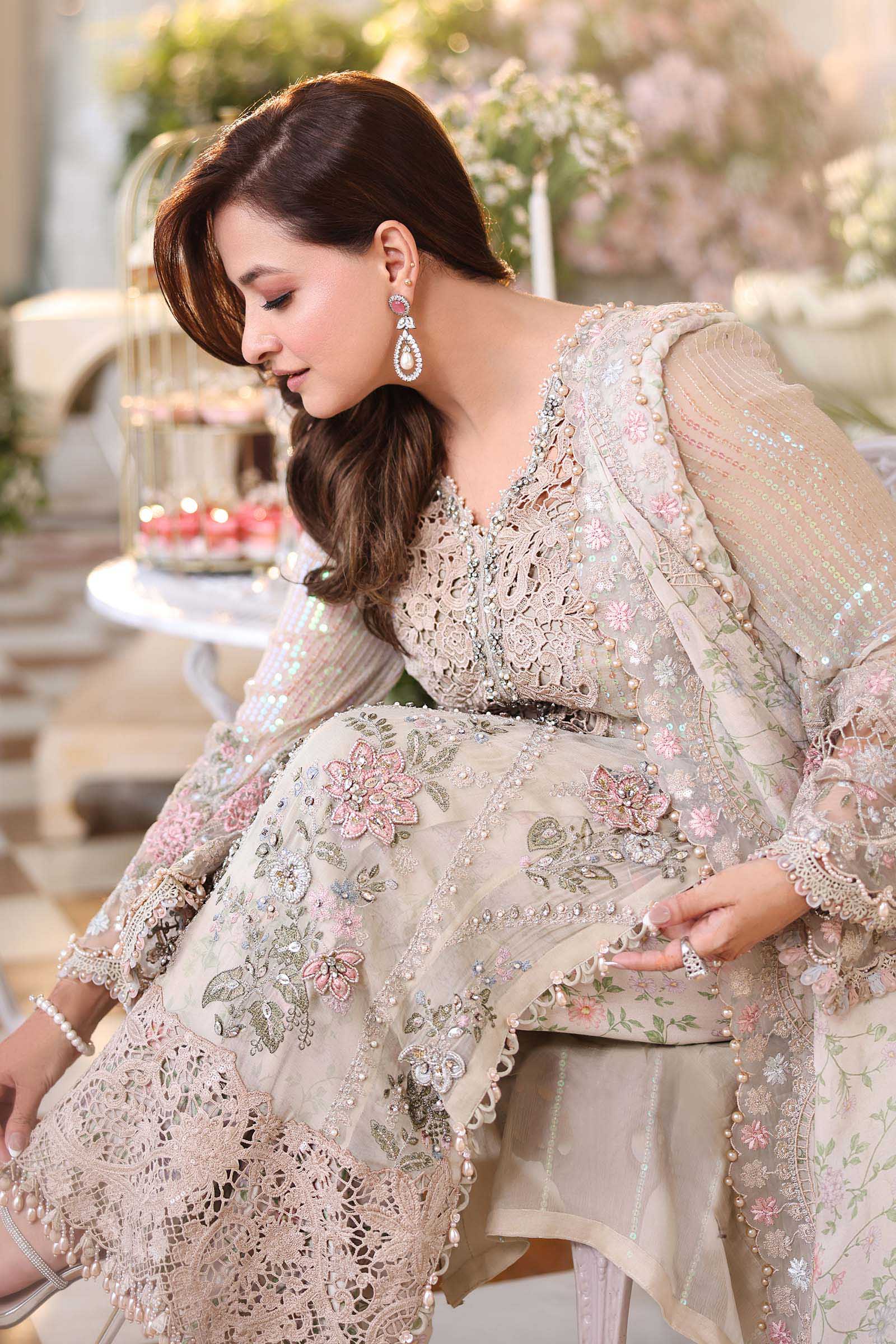 Luxury 3 Piece Unstitched Embroidered Hand Embellished Chiffon Suit