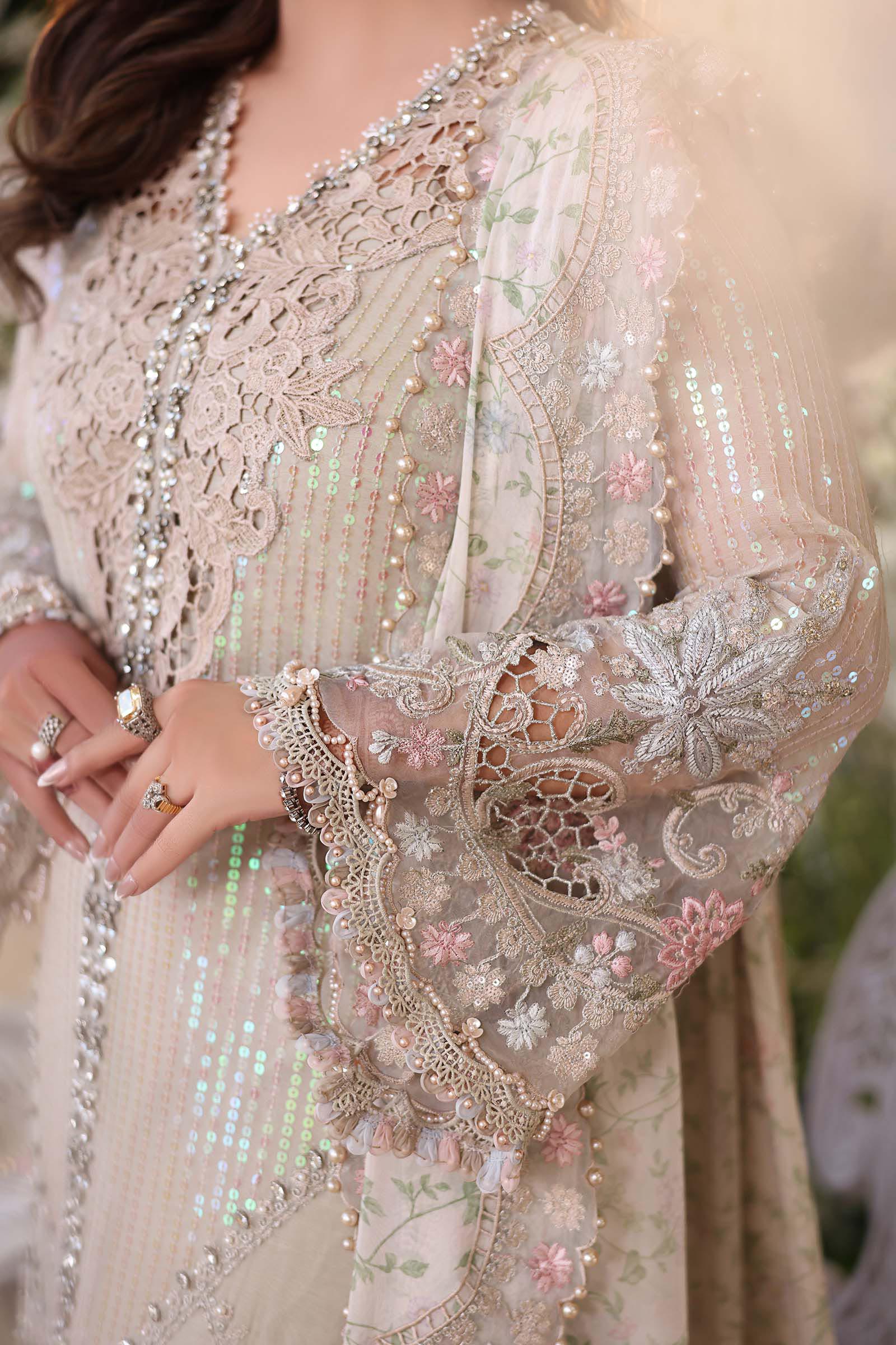 Luxury 3 Piece Unstitched Embroidered Hand Embellished Chiffon Suit
