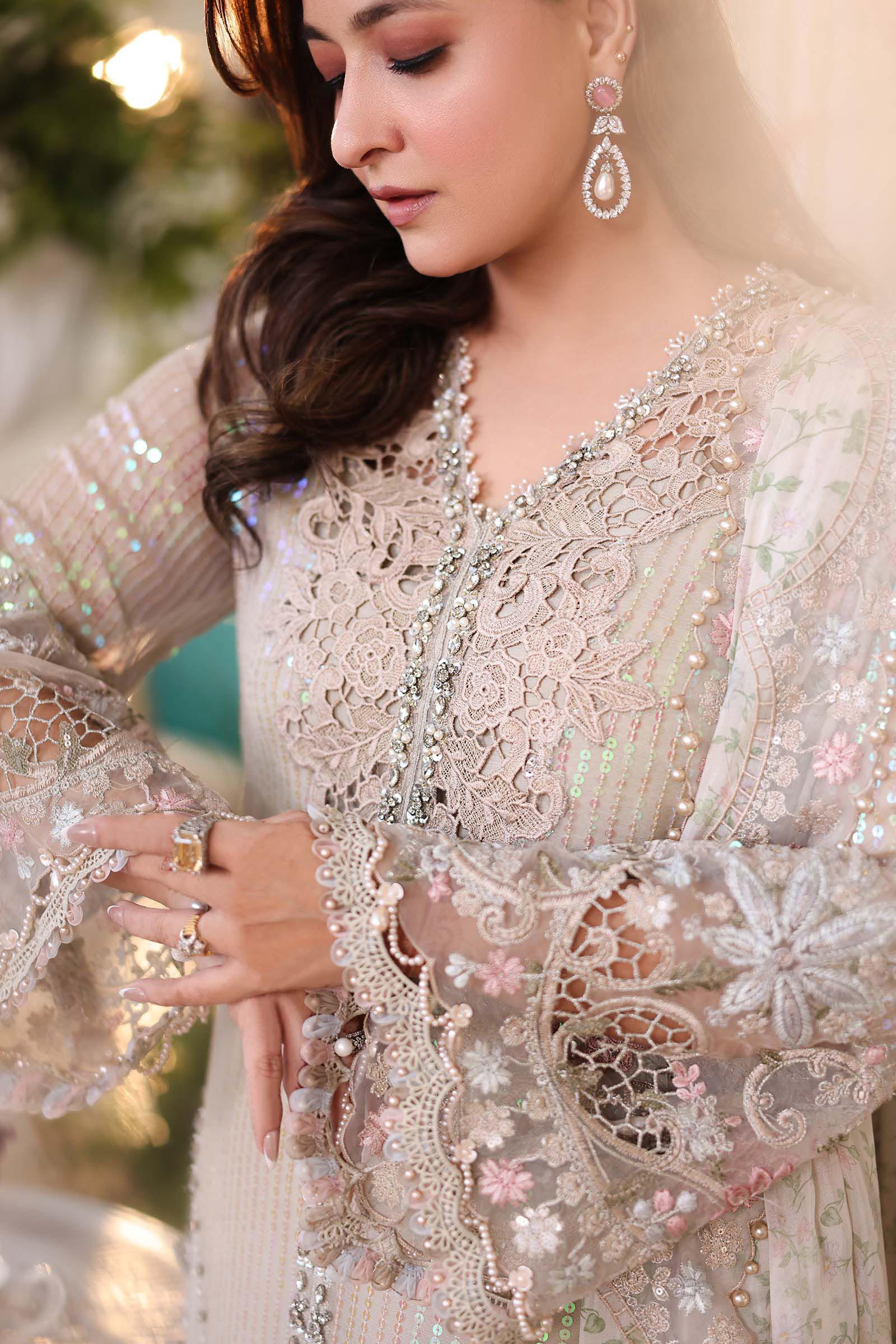 Luxury 3 Piece Unstitched Embroidered Hand Embellished Chiffon Suit