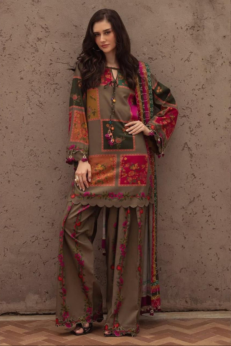Shamoze silk 3piece printed dress - Kapra Collection