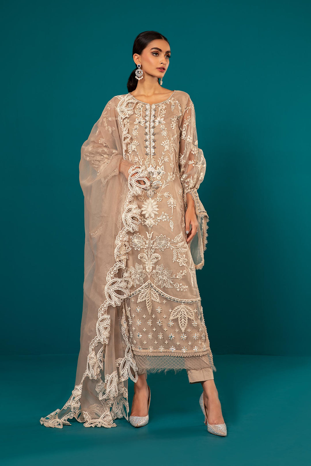 Maria B Luxury Lawn Embroidered Organza Unstitched Dress