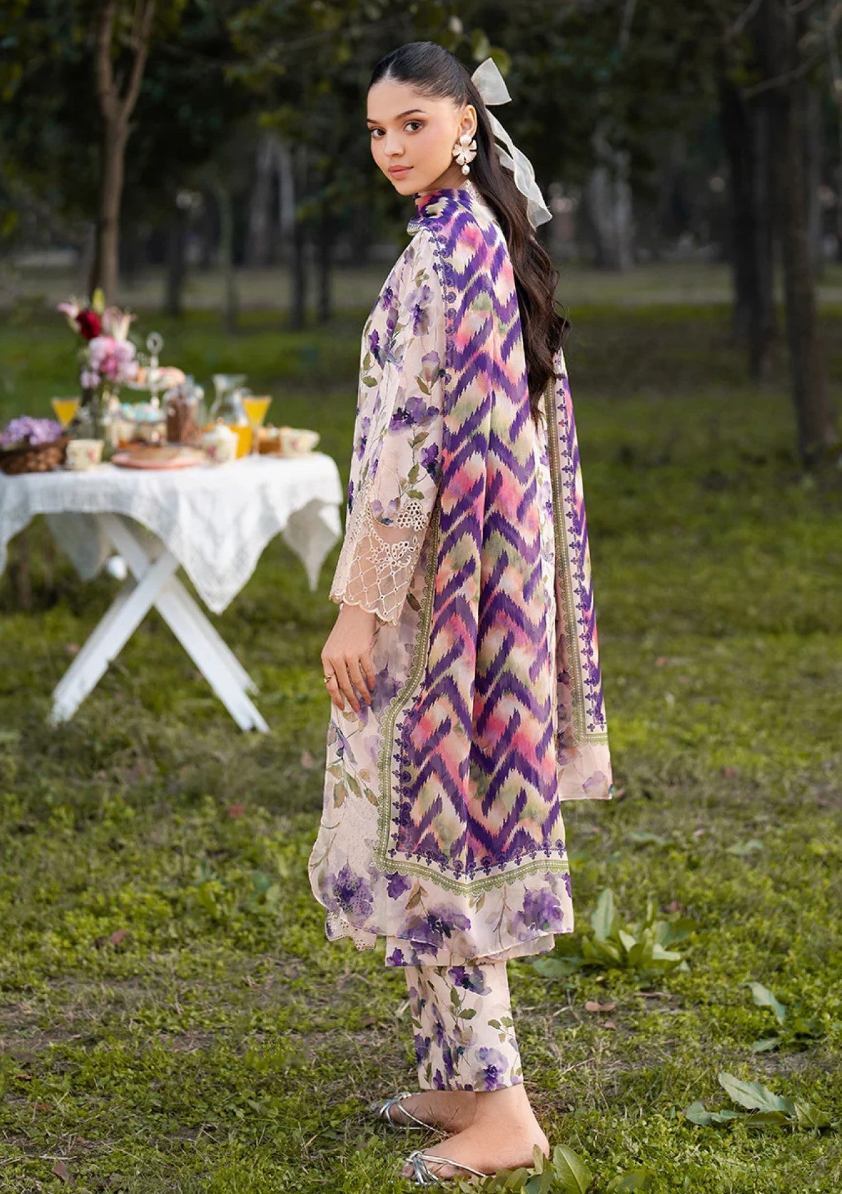 Floral Lawn Chikankari Digital Printed Dres