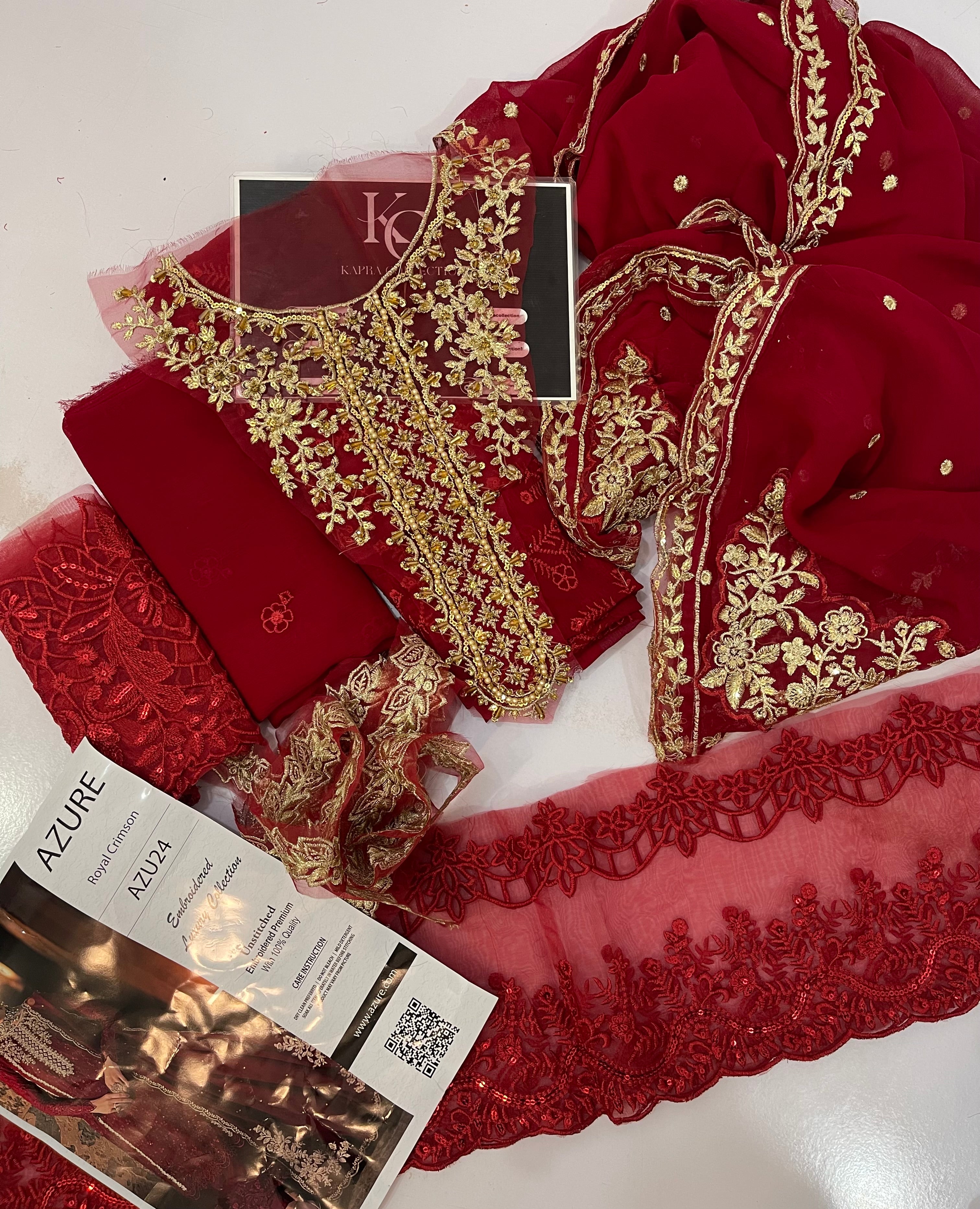 Azure Chiffon Unstitched 3Piece Dress