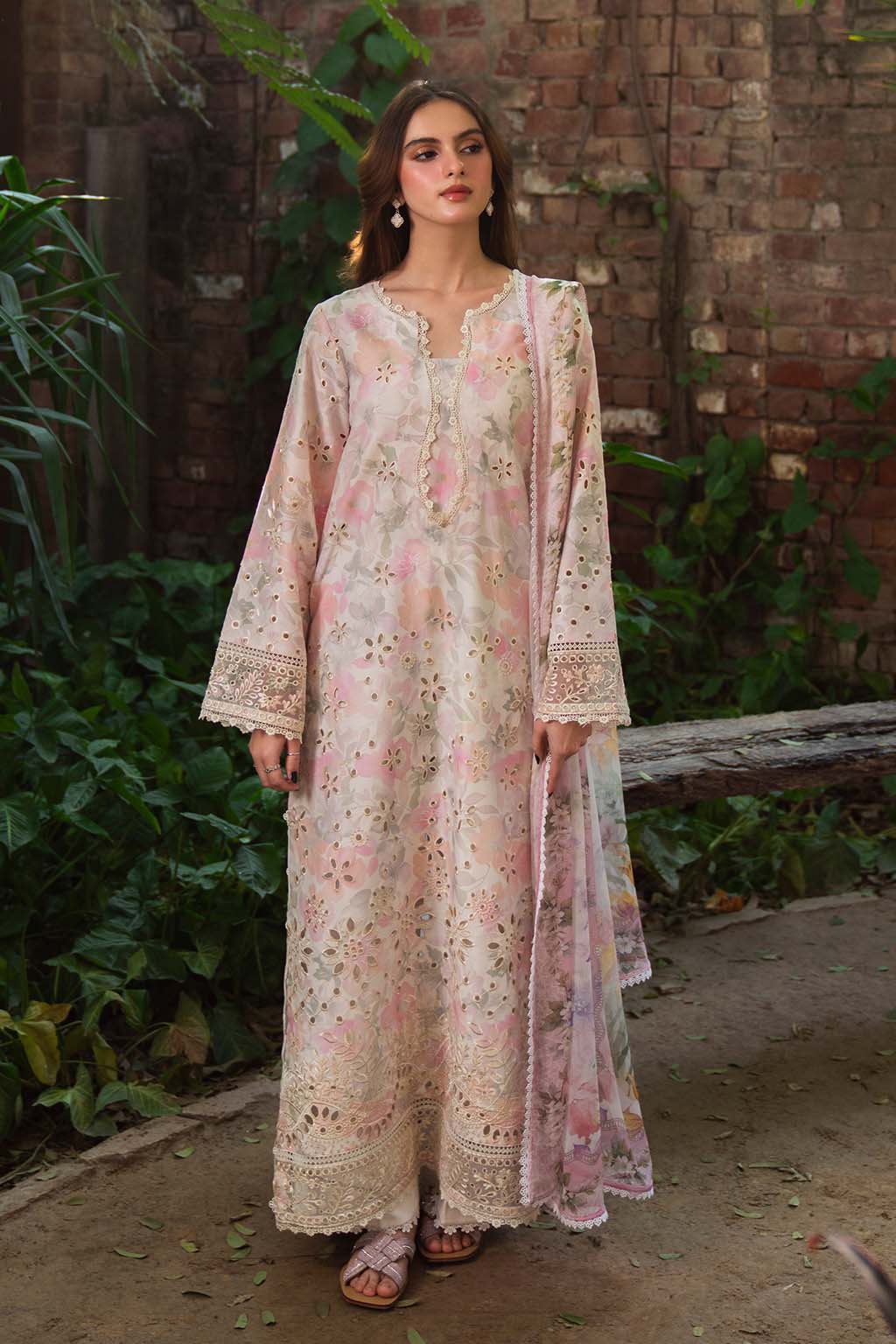 03-PIECE CHIKANKARI EMBROIDERED LAWN DRESS