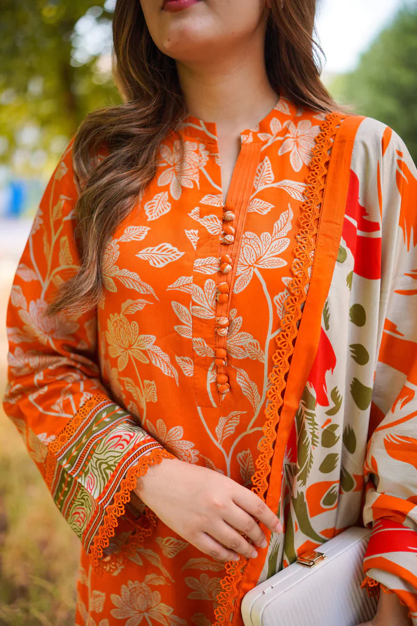 03-Piece Digital Printed Lawn Suit Ready To Wear