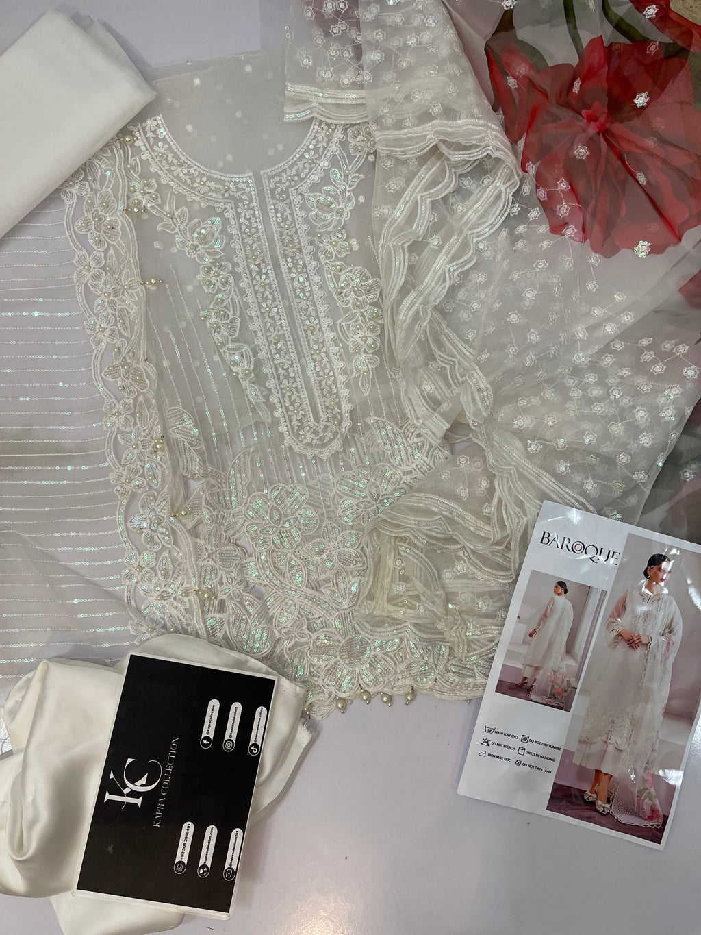 Baroque White Organza Dress