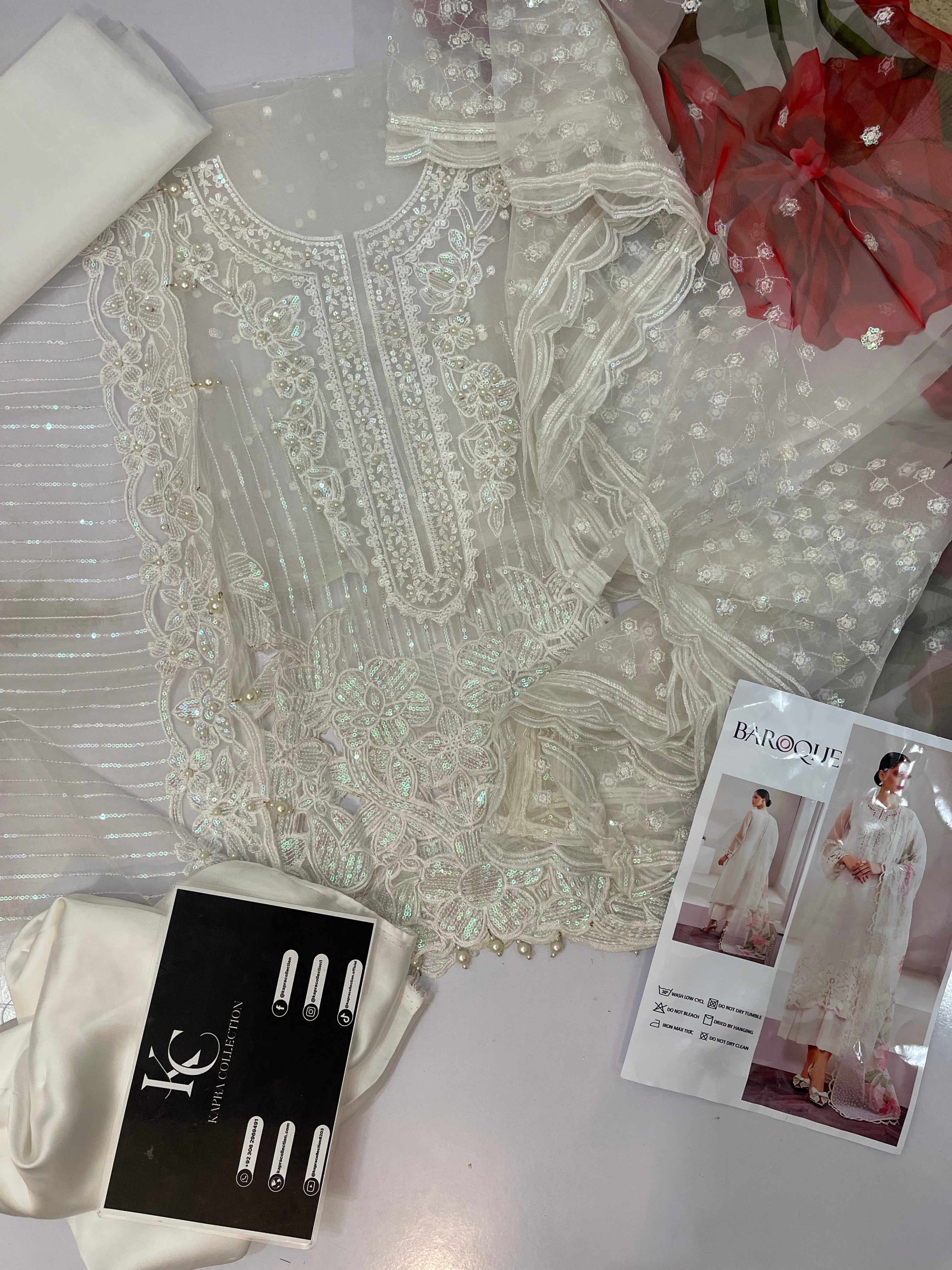 Baroque White Organza Dress