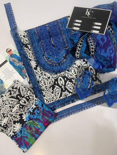 Zc lawn 3piece Unstitched Dress