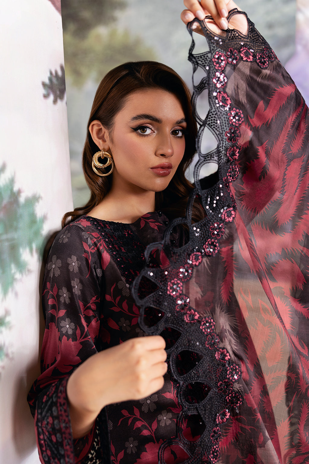 Ramsha Black Lawn 3piece Dress - Kapra Collection